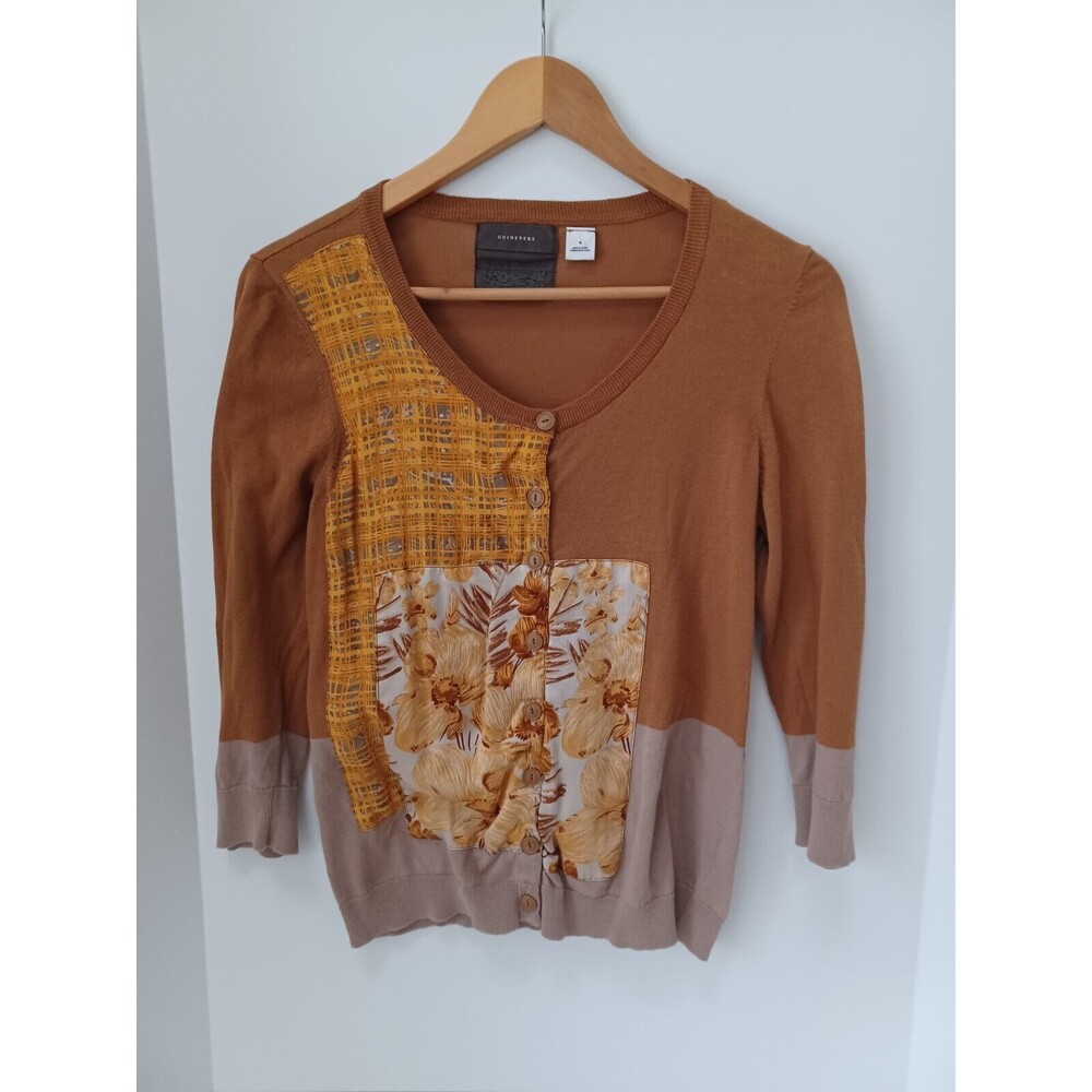 Anthropologie Brown and Yellow Floral Blouse